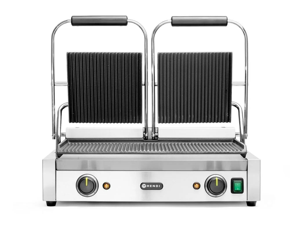 Grill à contact / grill à panini double 2x rainuré
