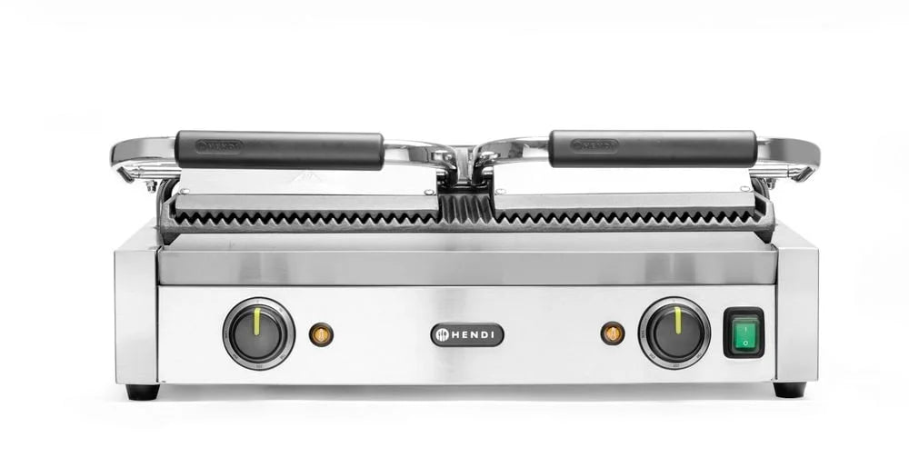 Grill à contact / grill à panini double 2x rainuré