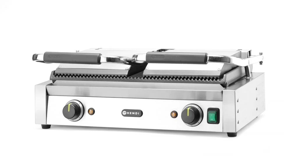 Grill à contact / grill à panini double 2x rainuré