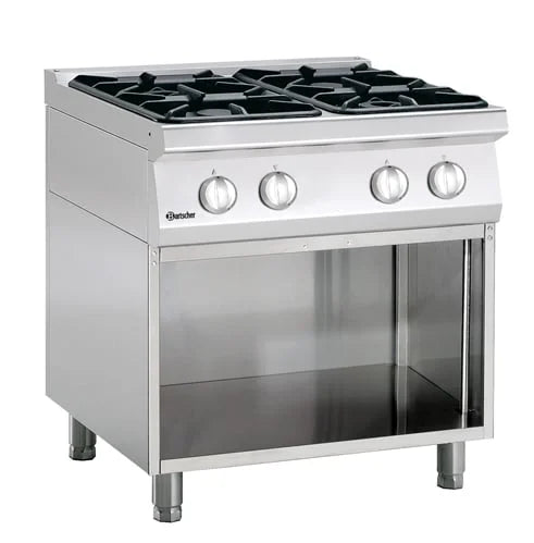 Bartscher Cuisinière à gaz Série 700 Classic avec soubassement ouvert, 4 feux - sur pied