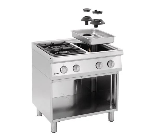 Bartscher Cuisinière à gaz Série 700 Classic avec soubassement ouvert, 4 feux - sur pied