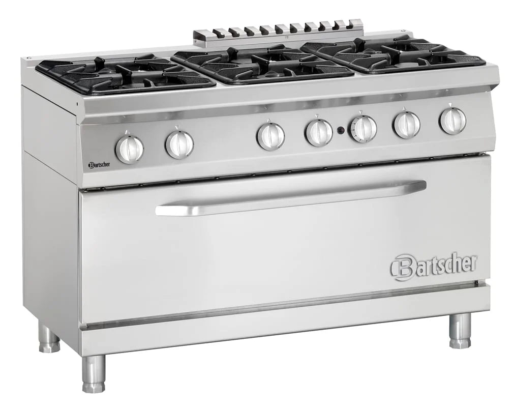 Bartscher Cuisinière à gaz Série 700 Classic, 6 feux - sur pied, four (L)1050 mm