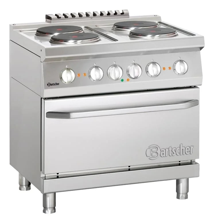 Cuisinière électrique Bartscher 700 avec plaques rondes et four électrique 800x700