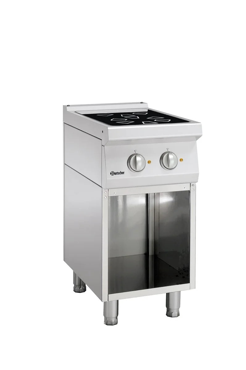 Cuisinière électrique vitrocéramique Bartscher 700 avec soubassement ouvert 400x700