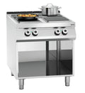 Cuisinière électrique 4 plaques 900 Master avec soubassement ouvert