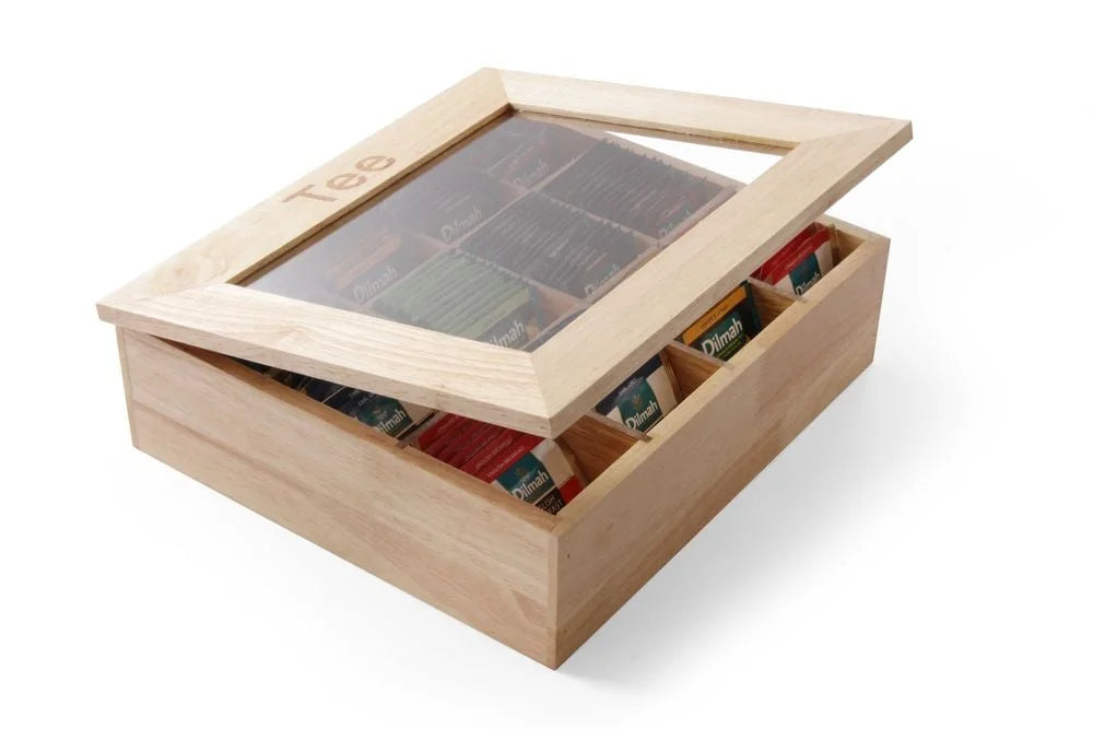 Boîte à thé en bois avec fenêtre de visualisation