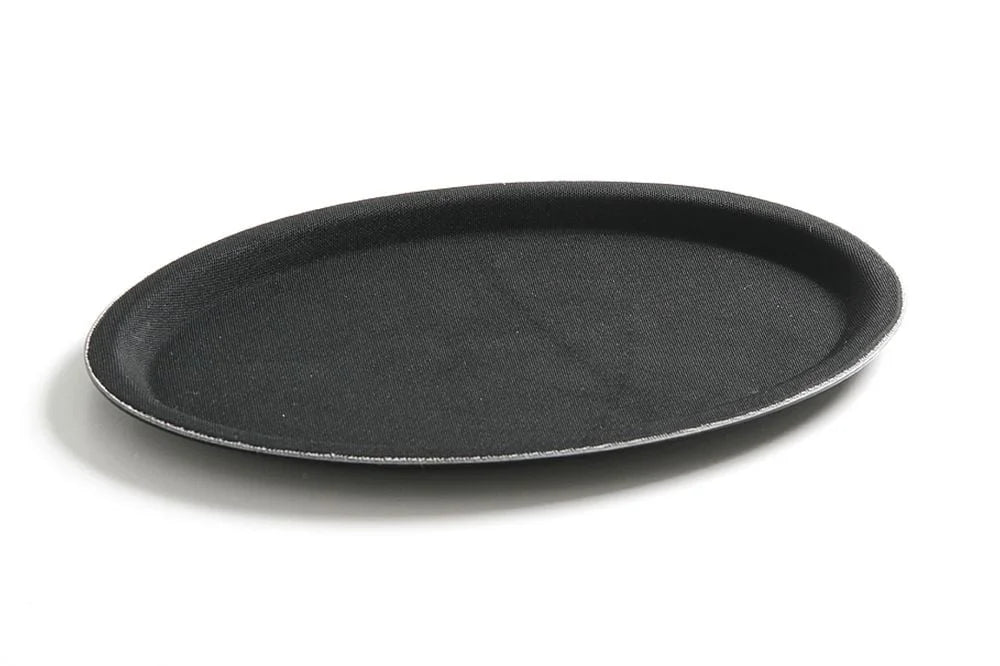 Plateau de service Rubberform ovale, noir, 325 x 530 mm