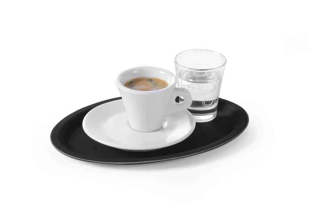 Plateau de service Rubberform ovale, noir, 200 x 265 mm