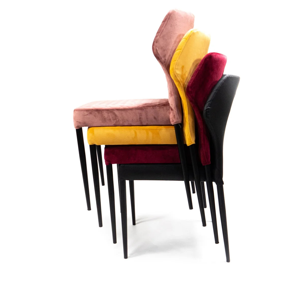 Chaise de restaurant Feros Louis, velours vert, rembourrée en tissu velours