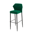 Feros Louis Tabouret de bar velours rembourré vert, ignifugé, 500 x 470 x 1050 mm