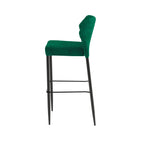 Feros Louis Tabouret de bar velours rembourré vert, ignifugé, 500 x 470 x 1050 mm