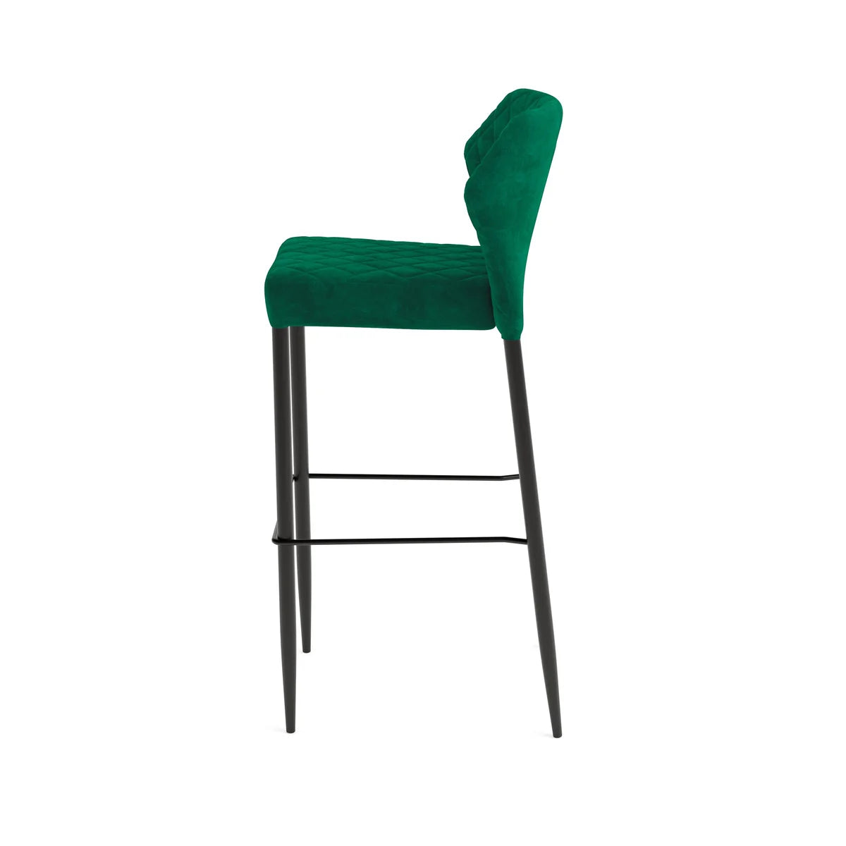 Feros Louis Tabouret de bar velours rembourré vert, ignifugé, 500 x 470 x 1050 mm