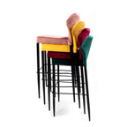 Feros Louis Tabouret de bar velours rembourré vert, ignifugé, 500 x 470 x 1050 mm