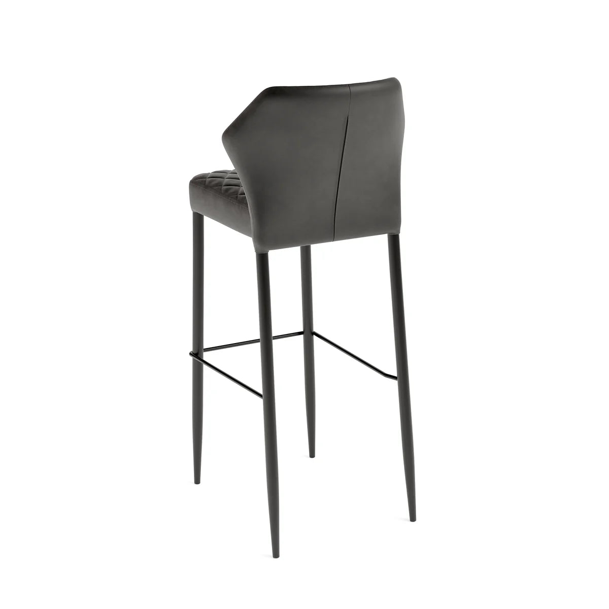 Tabouret de bar Feros Louis, noir, rembourré en simili cuir