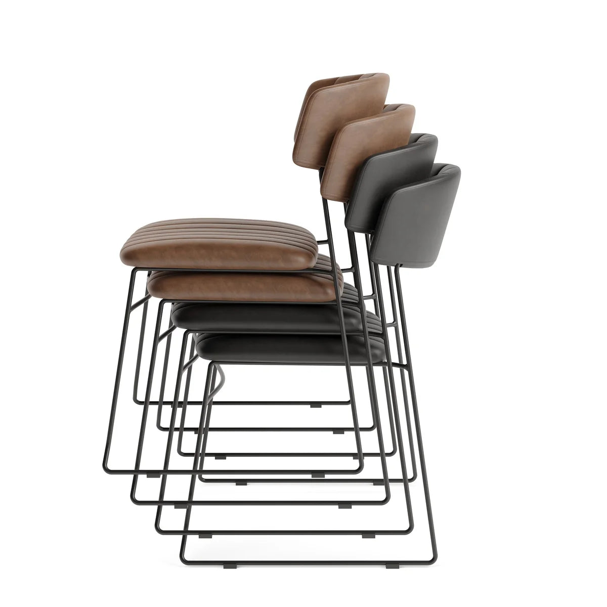 Feros Mundo Chaise empilable Cognac, rembourrée en simili cuir, ignifugé, 540 x 550 x 790 mm