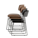 Feros Mundo Chaise empilable Noir, rembourrée en simili cuir, ignifugé, 540 x 550 x 790 mm