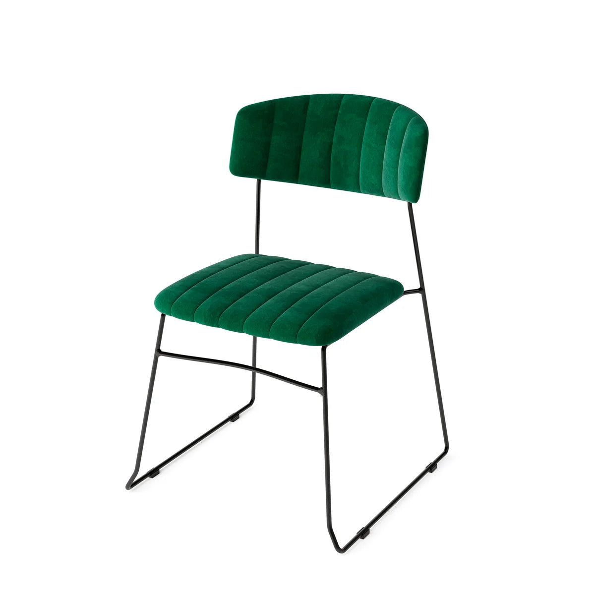 Feros Mundo Chaise empilable Vert, rembourrée en velours, ignifugé, 540 x 550 x 790 mm