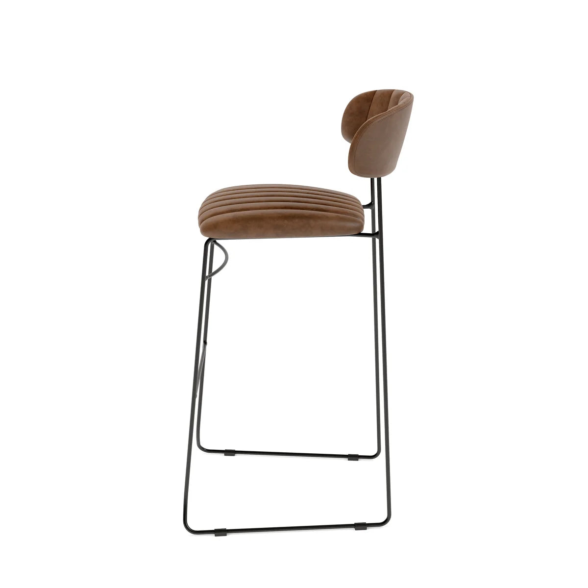 Feros Mundo Tabouret de bar Cognac, rembourré en simili cuir, ignifugé, 465 x 490 x 1050 mm