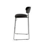 Feros Mundo Tabouret de bar Noir, rembourré en simili cuir, ignifugé, 465 x 490 x 1050 mm