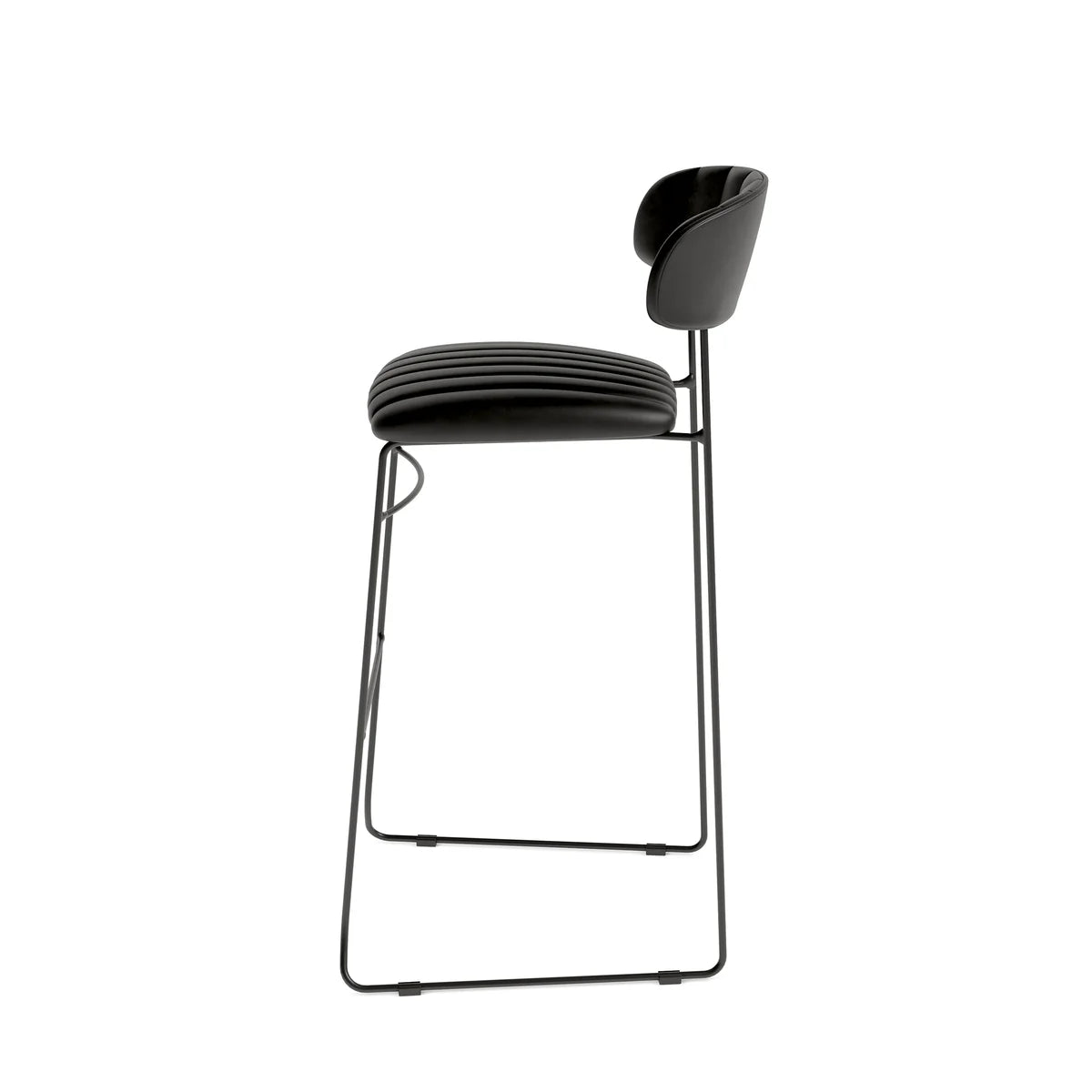 Feros Mundo Tabouret de bar Noir, rembourré en simili cuir, ignifugé, 465 x 490 x 1050 mm