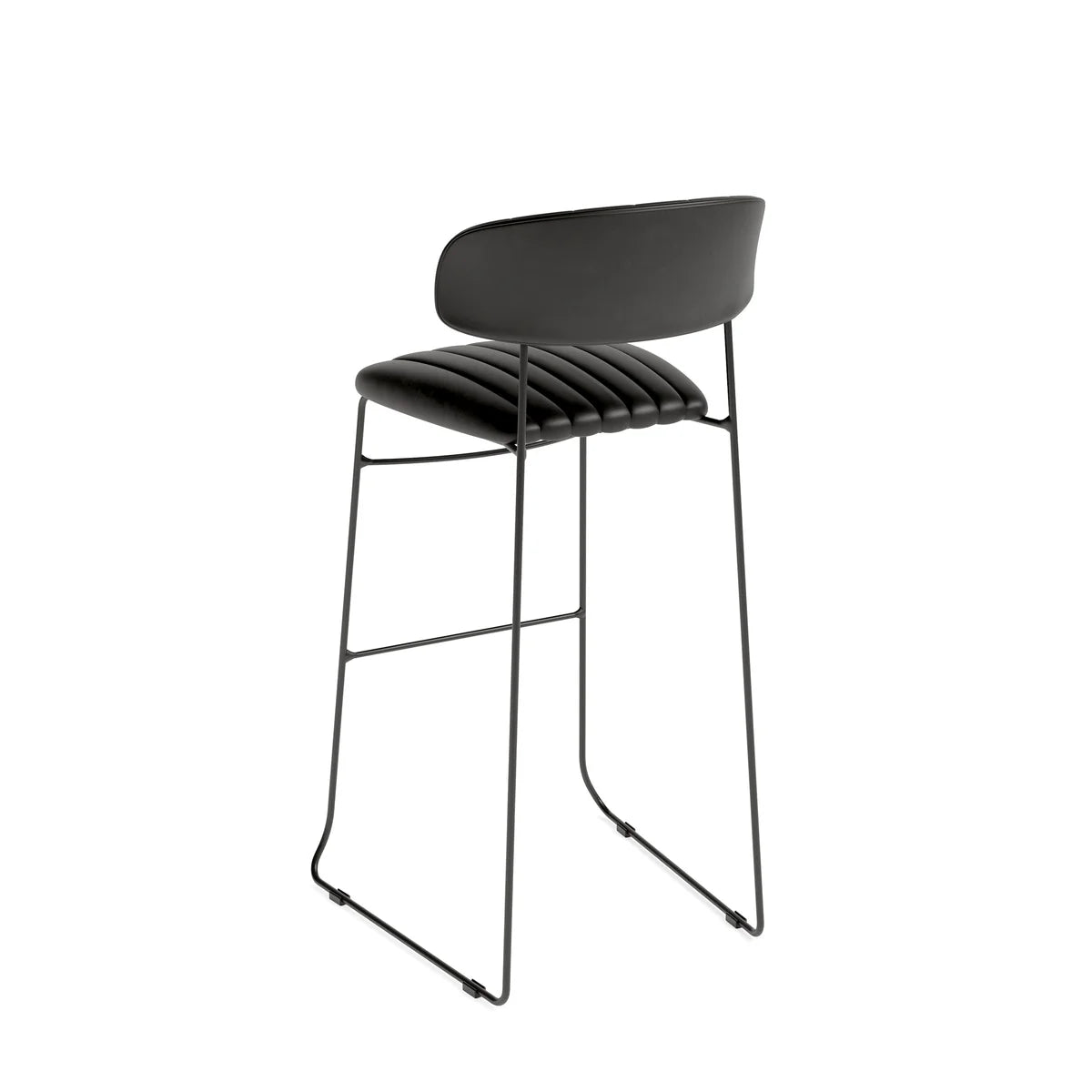 Feros Mundo Tabouret de bar Noir, rembourré en simili cuir, ignifugé, 465 x 490 x 1050 mm