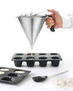 Doseur de sauces en inox avec support, 3 buses, capacité 1,5 litre