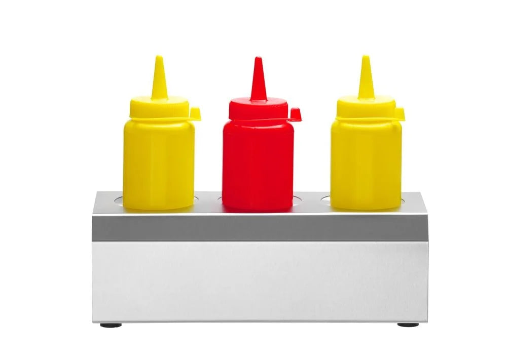 Support pour bouteilles de sauces pour 3x bouteilles doseuses 20cl