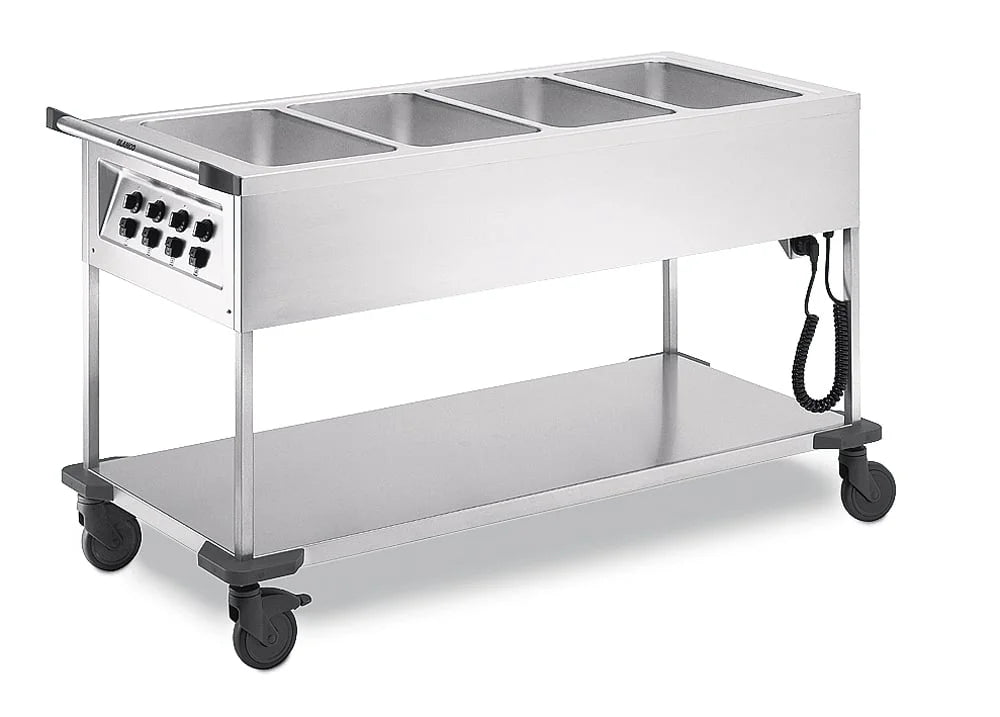 B.PRO Chariot de distribution SAW 4, 4x GN 1/1-200, chauffable en bain-marie + à sec
