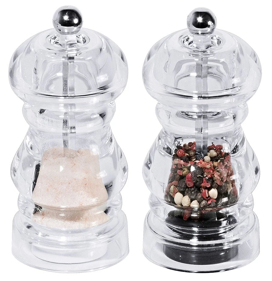Set de moulins à sel et à poivre en acrylique, 0,05 L, diamètre : 5,5 cm, 2 pièces