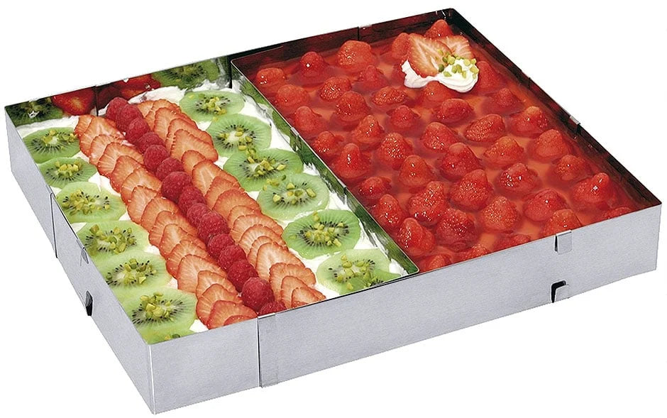 Cadre à gâteau, rectangulaire, longueur 27,5 - 52,5 cm, largeur 18,5 - 34 cm