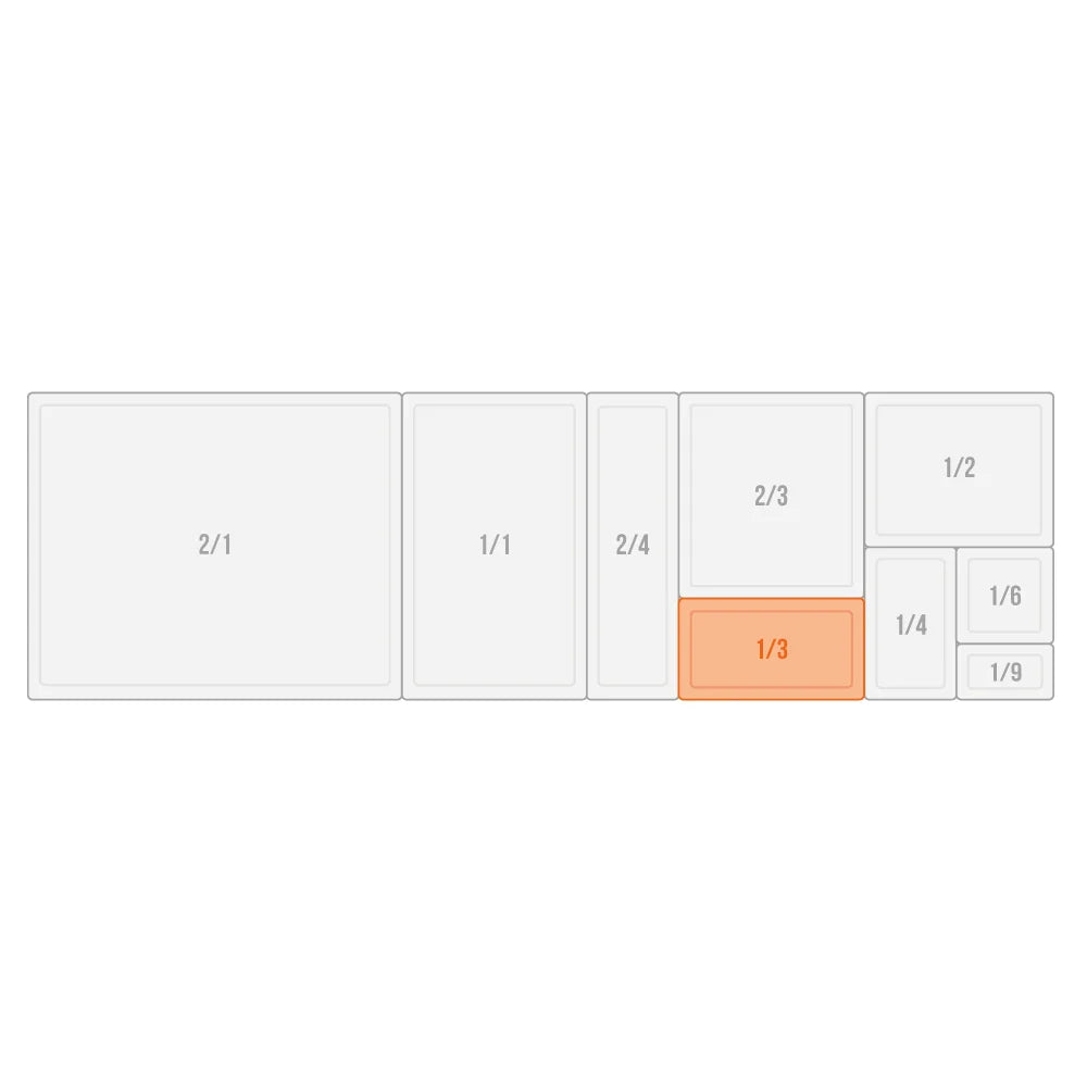 Bac GN 73 1/3-100 mm, avec anses rabattables, acier au nickel-chrome