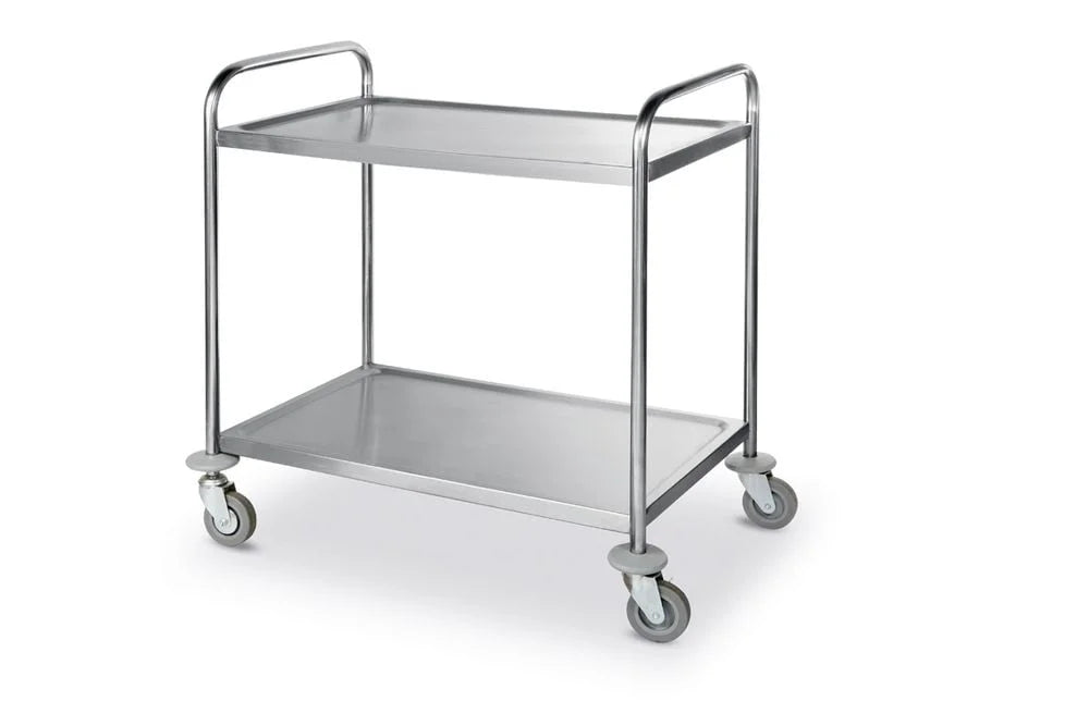 Chariot de service en inox - 910 x 590 x 950 mm avec 2 plateaux