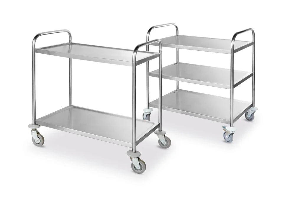 Chariot de service en inox - 910 x 590 x 950 mm avec 3 plateaux