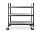 Chariot de service noir mat 3 plateaux
