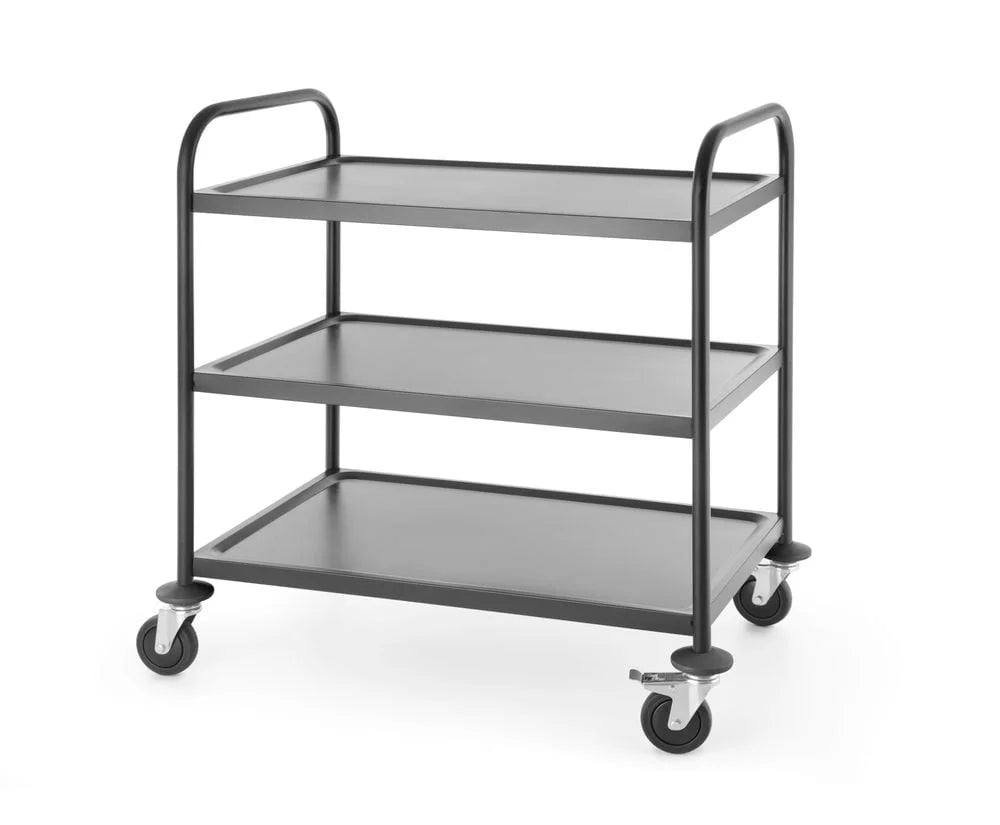Chariot de service noir mat 3 plateaux