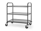 Chariot de service noir mat 3 plateaux