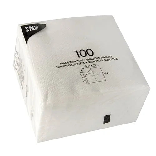 Papstar 1200 serviettes, 1 pli, pliage 1/4 33 cm x 33 cm blanches