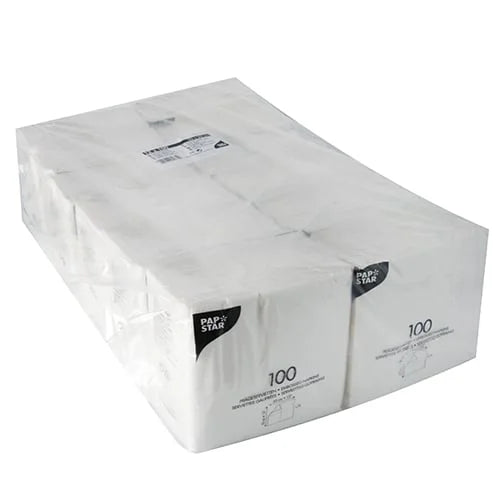 Papstar 1200 serviettes, 1 pli, pliage 1/4 33 cm x 33 cm blanches