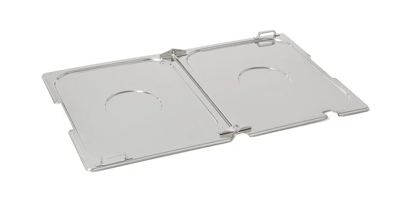Couvercle GN en inox Rieber GN 1/1 à charnière avec encoche pour cuillère et découpe pour poignée, Mod. 1131 A, A-L-G - Déstockage (DC)