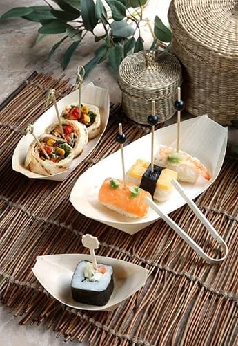 Papstar Pure Coupelle fingerfood - XXS ; en forme de barquette ; bois - 50 pcs