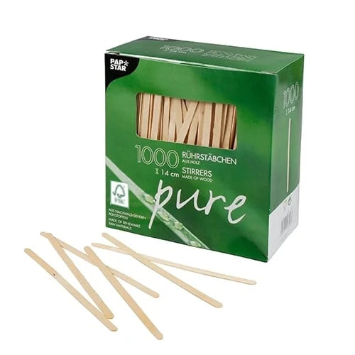 Papstar Pure Bâtonnets mélangeurs ; S ; bois - 1000 pcs