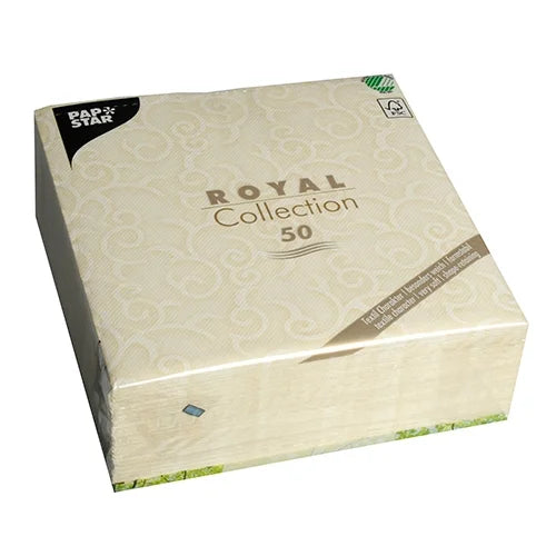 Papstar 50 serviettes ROYAL Collection pliage 1/4 40 cm x 40 cm champagne Casali