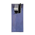 Papstar Pochette à couverts Stripes - bleu avec serviette blanche incluse