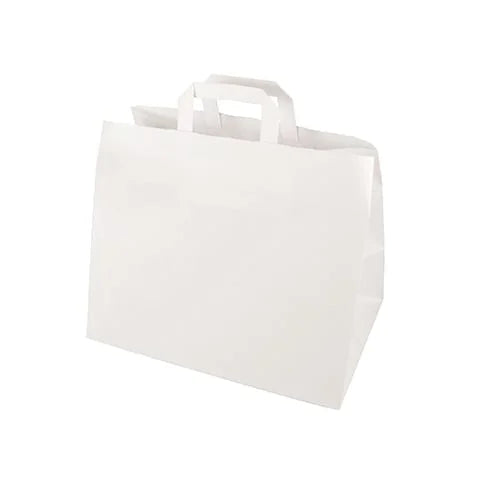 Papstar 50 sacs de transport, papier 27 cm x 32 cm x 17 cm blanc avec poignée