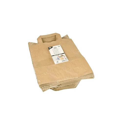 Papstar 50 sacs de transport, papier 28 cm x 22 cm x 10 cm marron avec poignée