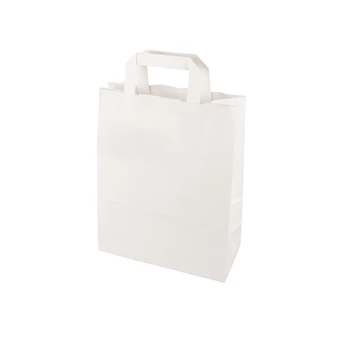 Papstar 50 sacs de transport, papier 28 cm x 22 cm x 10 cm blanc avec poignée