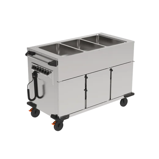 Chariot de transport de repas Rieber 3 bacs & 3 compartiments chauffé