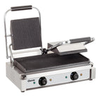 Grill à contact / grill à panini double 3,6 kW plaques de cuisson rainurées