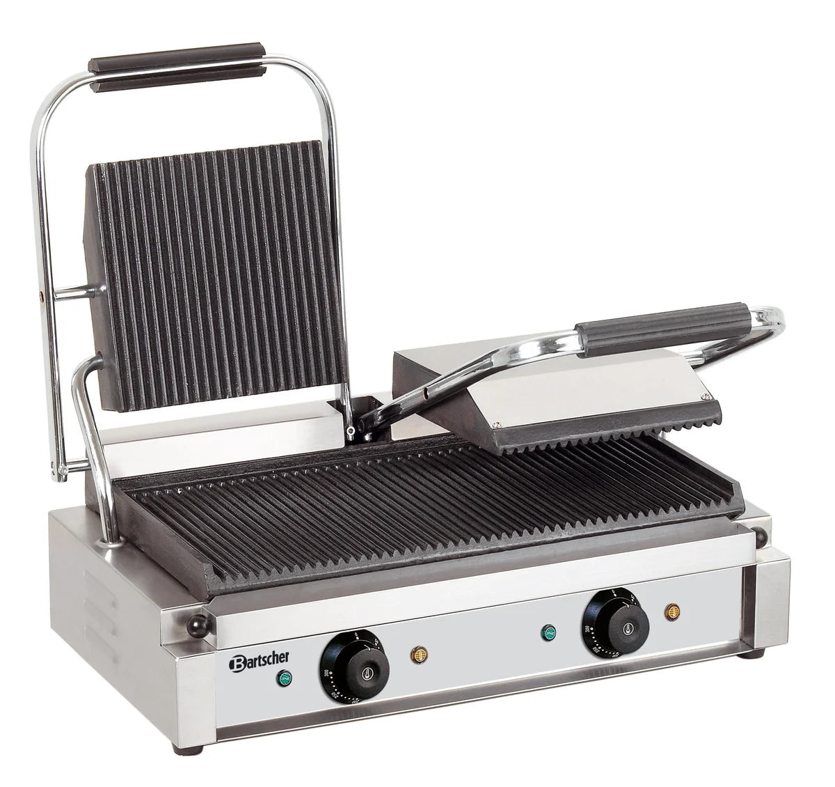 Grill à contact / grill à panini double 3,6 kW plaques de cuisson rainurées
