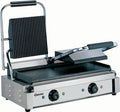 Grill à contact / grill à panini double 3,6 kW plaques de cuisson supérieures rainurées, inférieures lisses